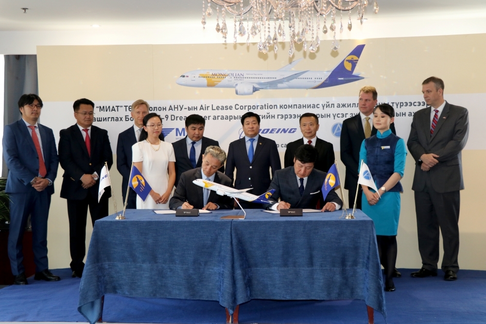 MIAT Mongolian Airlines Company signed an Operating lease agreement of Boeing 787-9 Dreamliner aircraft with Air Lease Corporation